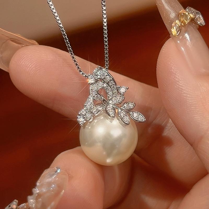 Pearl Set, Stud Earrings, Necklace, Flowery Female, Sweet, Versatile And Elegant