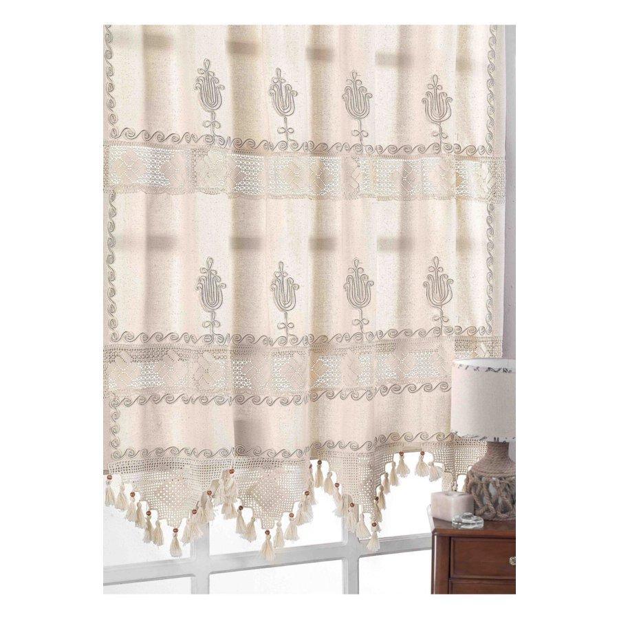 

Аутентичная кружевная льняная занавеска ручной работы 100 x 200 кремовый/естественный