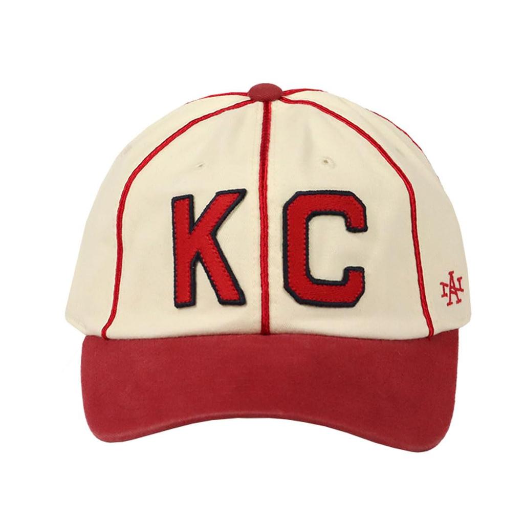 [American Needle] Cap Kansas City Monarchs Negro League Logo Hat Men's Women's MiLB Low Cap Unisex Ivory x Dark Red