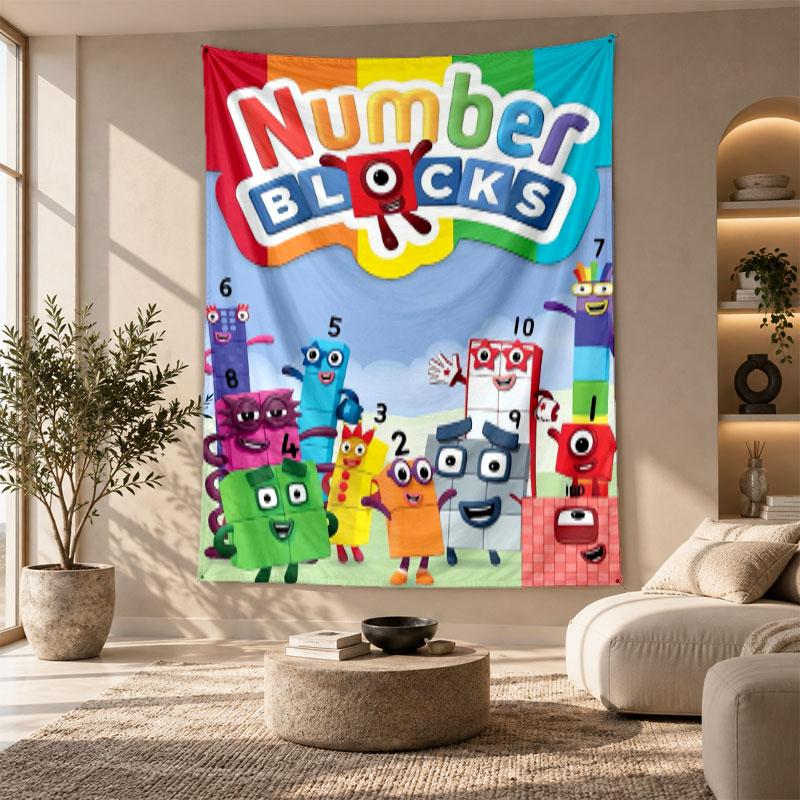 Decorative Tapestry,Numberblocks Printed Wall Art, Lightweight Wall Hanging For Bedroom Background