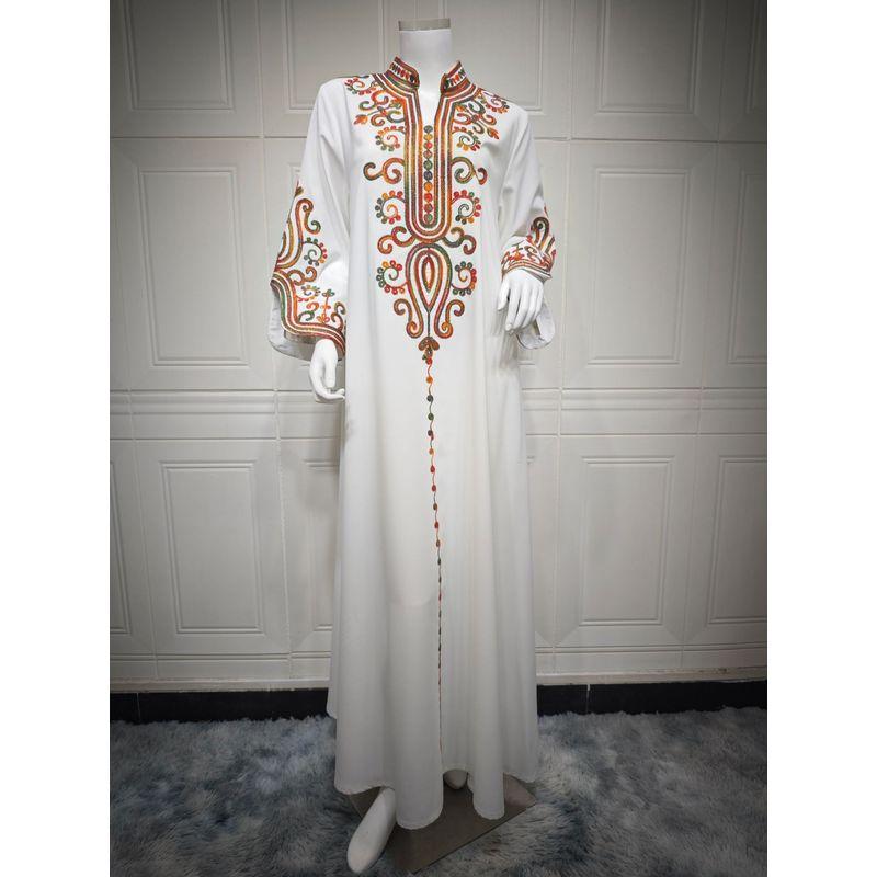 Indonesia Middle East Autumn and Winter Fashion Women Embroidery Rope Embroidery Color Robe Arab Dubai Jumpsuit Long dress Dresses