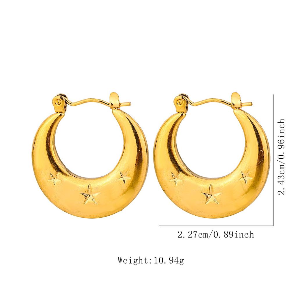 Trending Stainless Steel Chunky Round Earrings For Women 2024 New Gold Color Geometric Ear Hoops Fashion Earrings Jewelry Gift