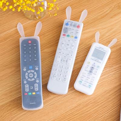 Silikon-Abdeckung, transparente Fernbedienungsabdeckung für TV-Klimaanlagen, Staubschutzabdeckung für Fernbedienungen mit Kaninchenohren