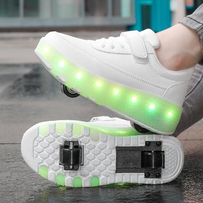 New Runaway Shoes Double Wheel Charging Men and Women Children Adult Roller Skates Wheels Shoelace Switch LED Light Shoes