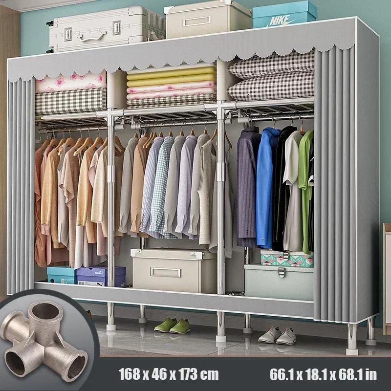 Simple Wardrobe Assembled Steel Multilayer Save Space Household Storage Rack Detachable High-capacity Dustproof Home Furniture