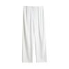 LANGZI Women's White High-Waist Pleated Trousers