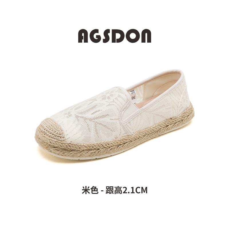 Augu Shiden Lace Mesh Fisherman Shoes Women's 2025 New Spring and Summer Lazy One-pedal Hollow Soft-soled Single Shoes