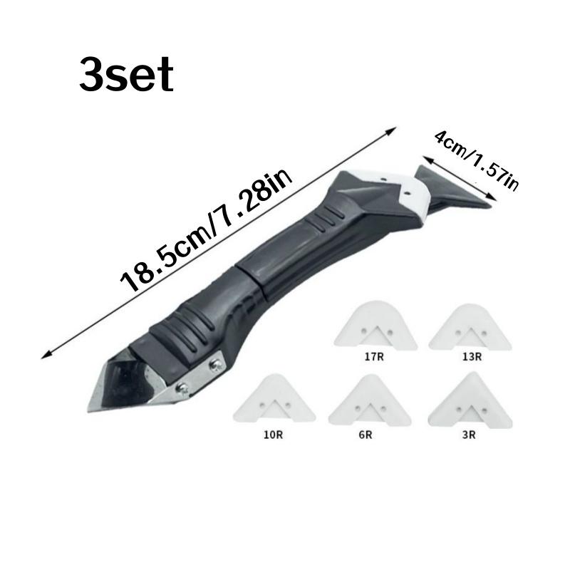 

3 Sets of Silicone Caulking Tools, Multifunctional, Suitable for Sealing and Glue Removal | Durable Plastic Handle for Easy Use Ergonomic Desig