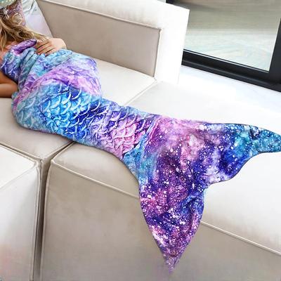 Girl Mermaid Sleeping Bag Flannel Soft Pajamas Mermaid Costume Role-playing Birthday Gift Outdoor Camping Portable Sleeping Bag
