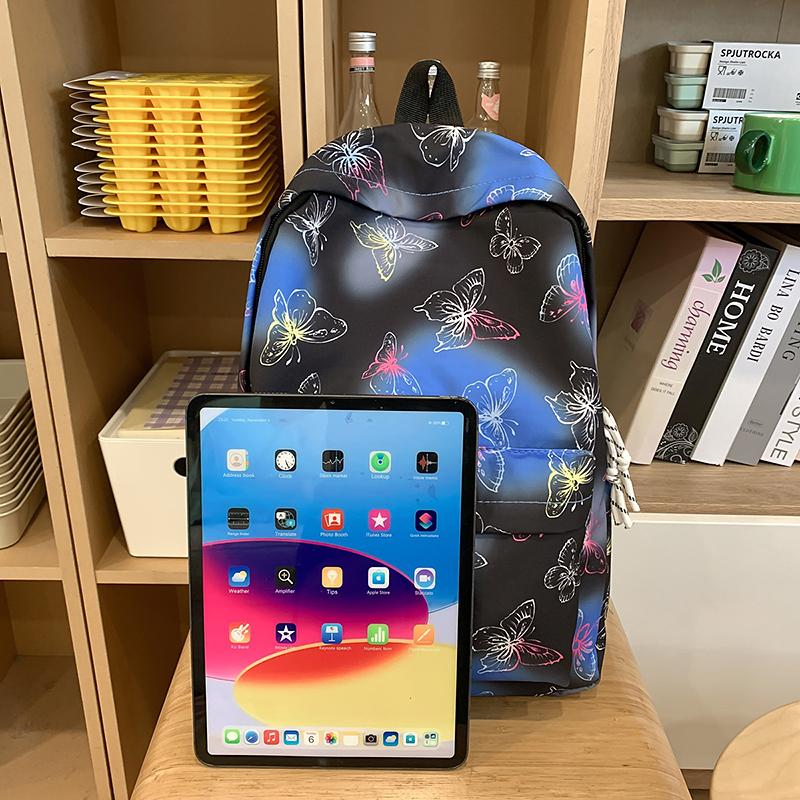 Butterfly Print Backpack Lightweight Backpack Large Capacity Campus Student Schoolbag