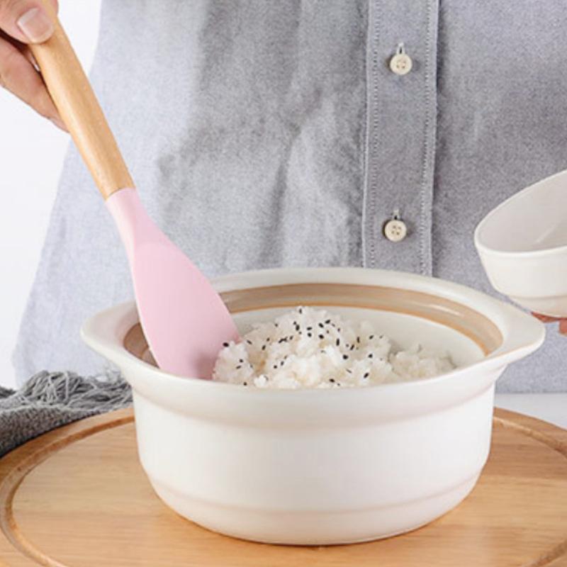 Home Cooking Utensils Silica Gel Scoop Salad Agitator Scoop Wood Handle Pot Cooking Silica Gel Pot Scoop Kitchen Utensils