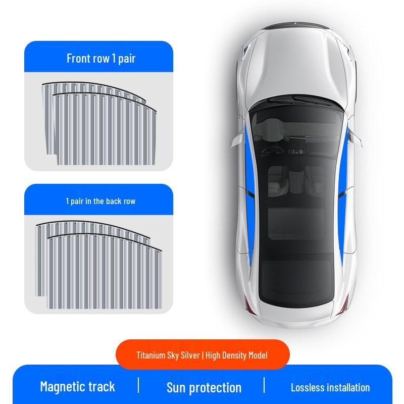 Magnetic Car Privacy Sunshade Curtain for Sedan - Front & Rear Side Windows