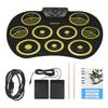 Electronic Drum Pads, 9 Pads Rolls Up Practice Drum Set Built-in Speaker and Headphone Jacks, Drum Sticks and Drum Pedal