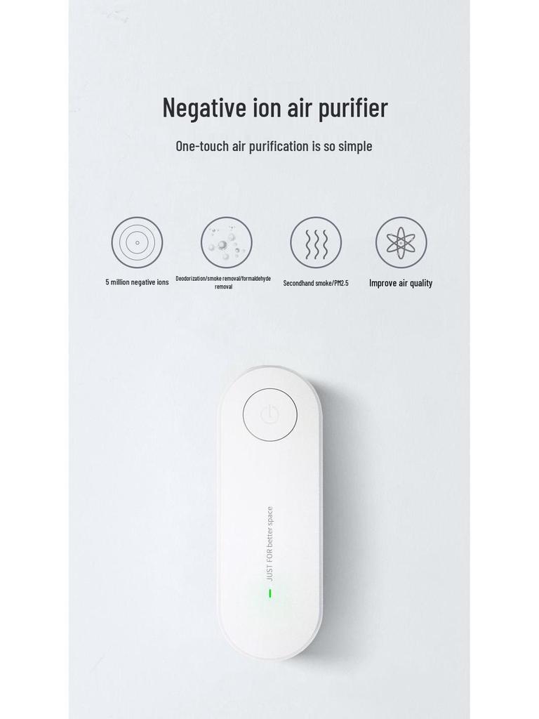 Mini Air Purifier for Home & Bedroom - Deodorizes, Removes Odors, Smoke, Dust, Pet Dander, and Formaldehyde with Negative Ions