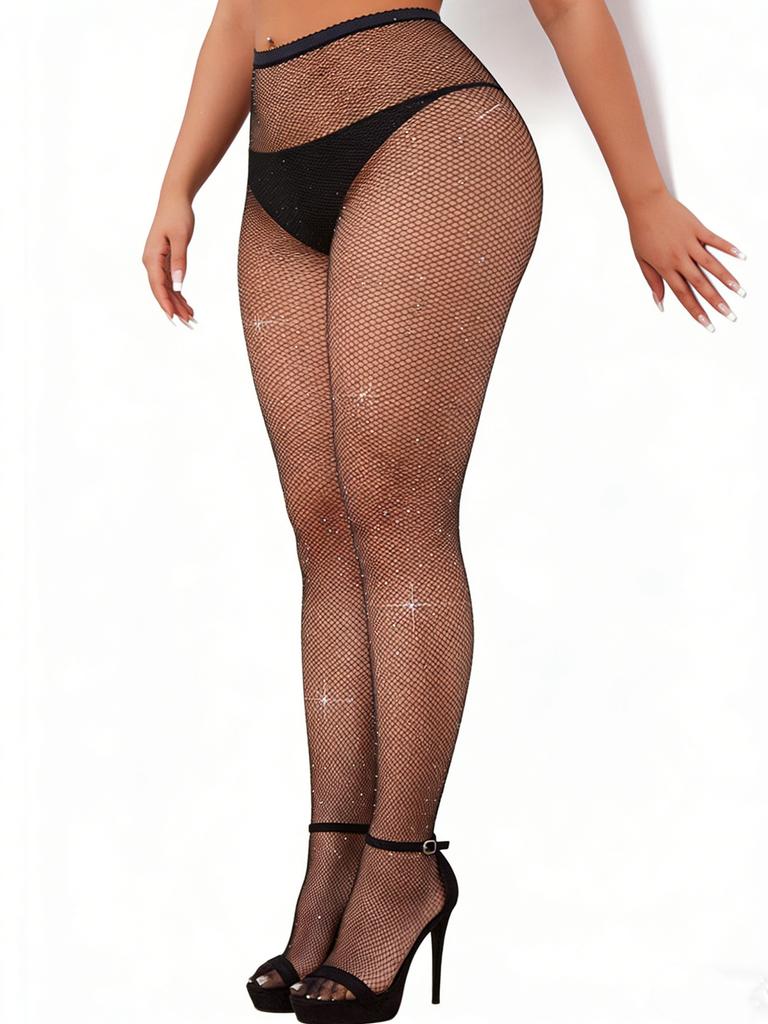 Women'S Diamond Grid Pattern Fishnet Pantyhose, High-Stretch Slimming Sexy Hosiery, Versatile For Date Party & Daily Wear