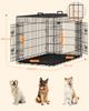 FEANDREA Dog Cage, Dog Crate with 2 Doors, 122 X 74.5 X 80.5 Cm, Black