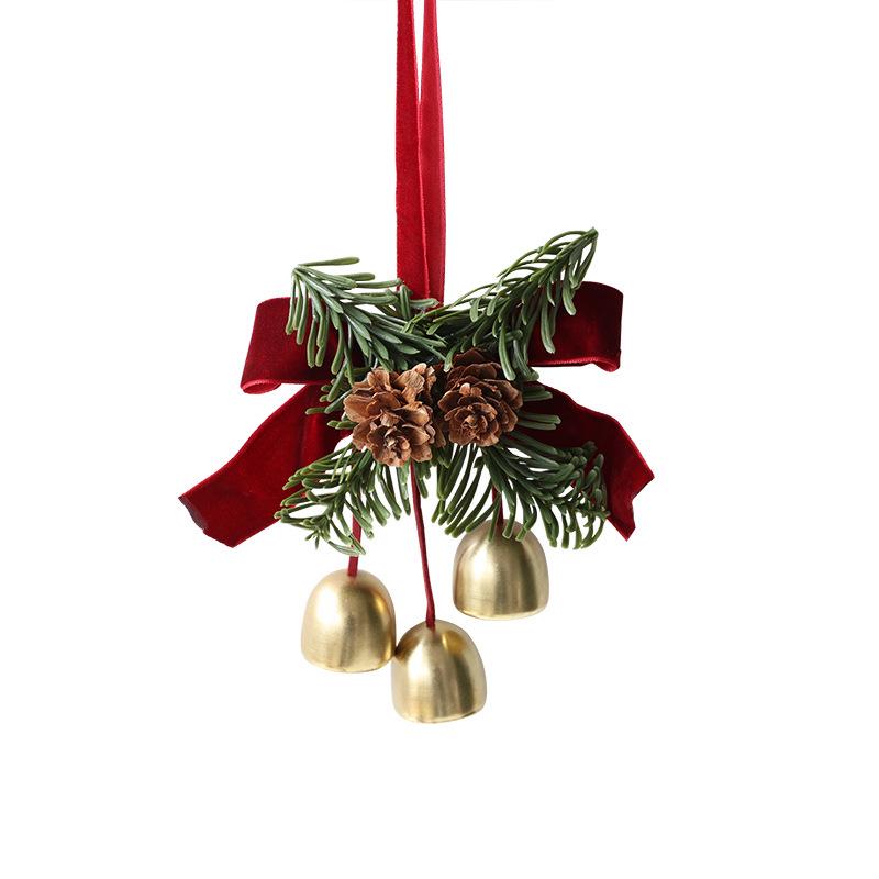 Cross-border Christmas Bell Pendant: Festive Tree Decoration with Velvet Bow