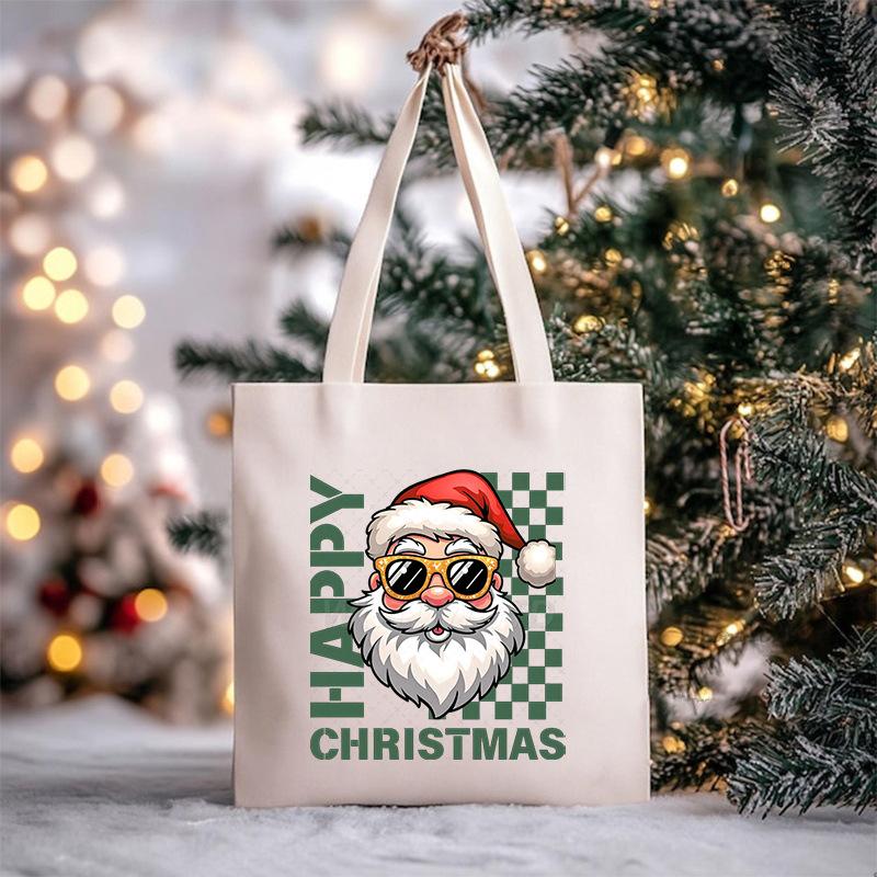 Christmas Christmas Printed Canvas Bag Large Capacity Casual Trend Student Shoulder Bag Tote Bag