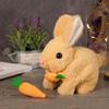 Cute Electric Rabbit with Carrot Interactive Electronic Pet Realistic Movement Touch Responsive Simulation Electric Plush Toy
