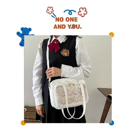 Kawaii Patent Leather Handbags Women Transparent PVC Itabag Women Tote Bag New Japanese Shoulder Bag Women Small JK Bag Ita Bag