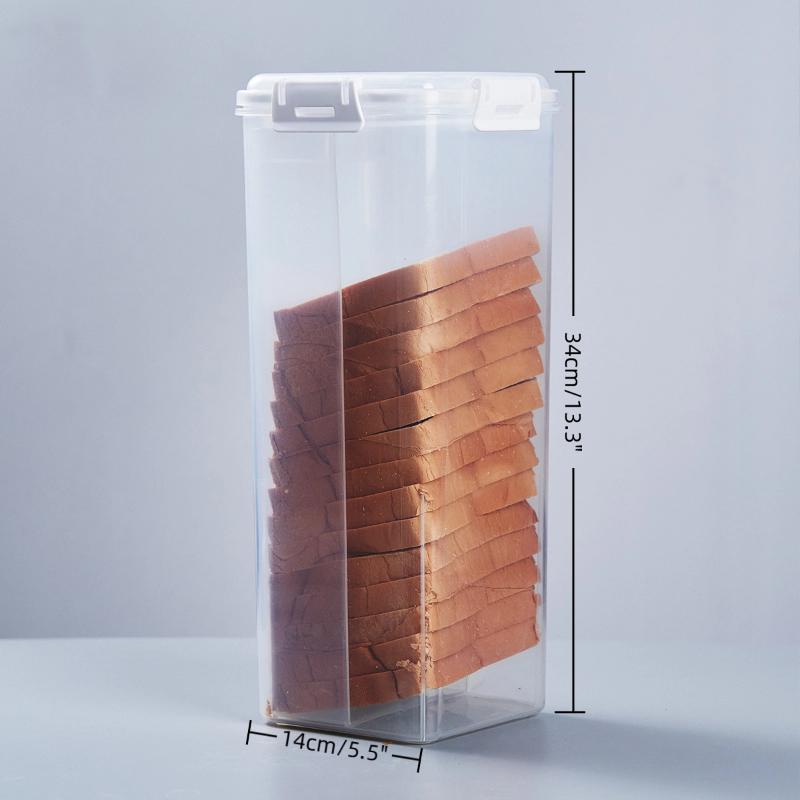 Bread Box With Lid Reusable Sandwich Bread Pasta Storage Box Clear Plastic Food Storage Container For Kitchen Organization