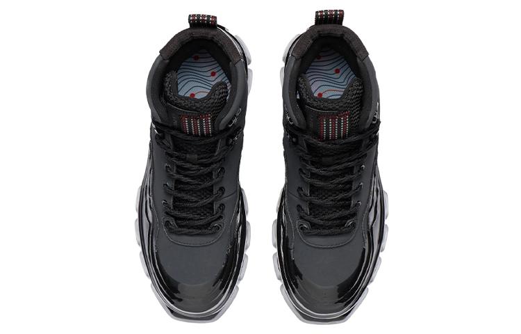 Li Ning CF Tracing Lingjun Cow Leather Slip Resistant Abrasion Resistant High Top Skateboard Shoes Unisex Black AGCR488-2