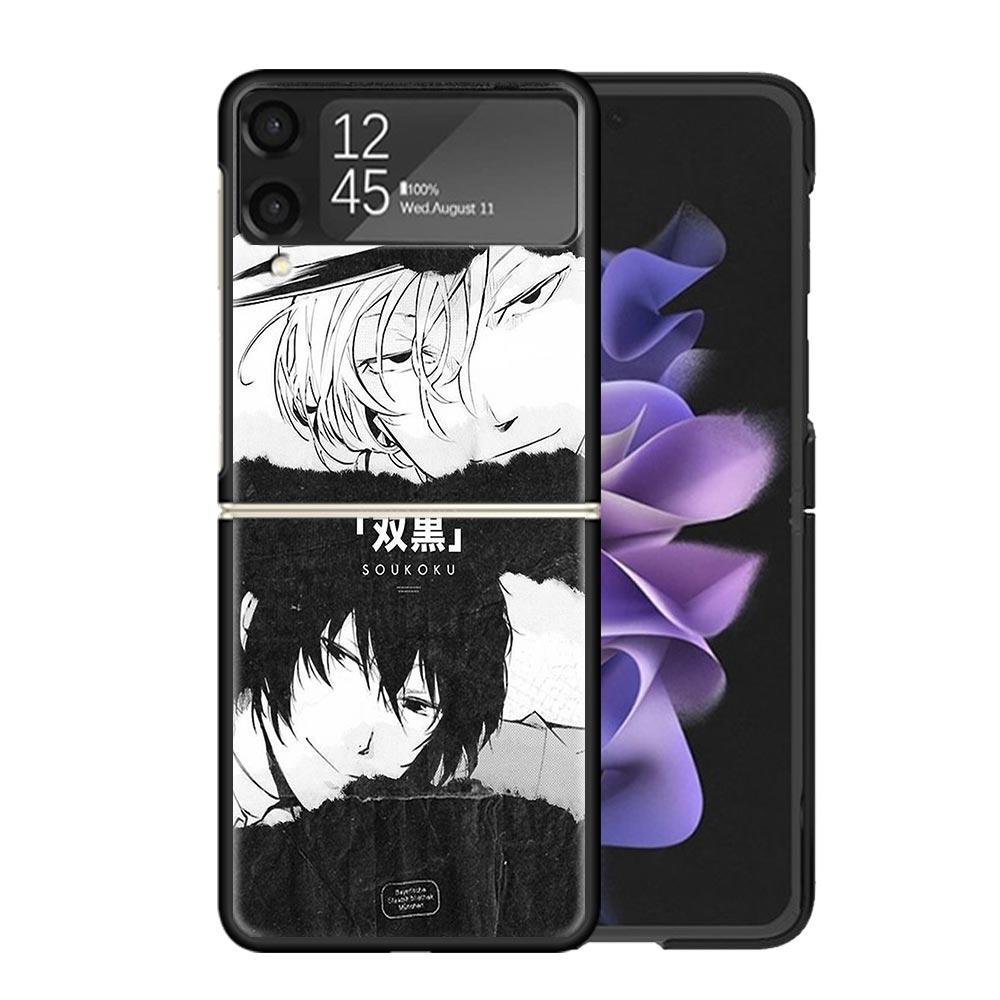 Bungo Stray Dogs Double Black Clear Phone Case For Samsung Z Flip 7 6 5 4 3 Galaxy ZFlip7 ZFlip6 ZFlip5 ZFlip4 ZFlip3 5G Print C