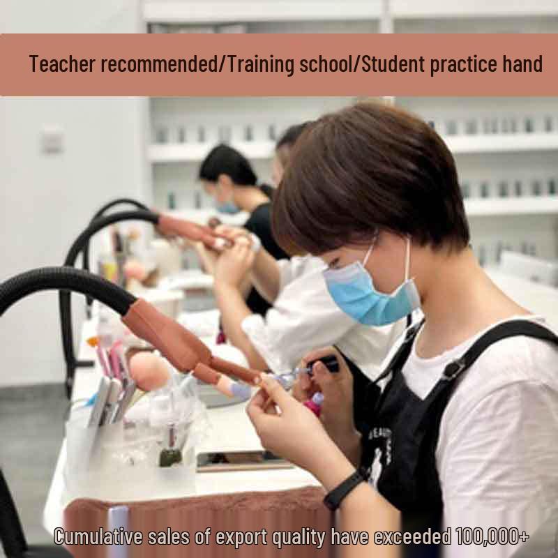 Bendable Nail Art Practice Hand Model for Beginners and Students Classic Model Hand + 100 Coffee Nail Tips
