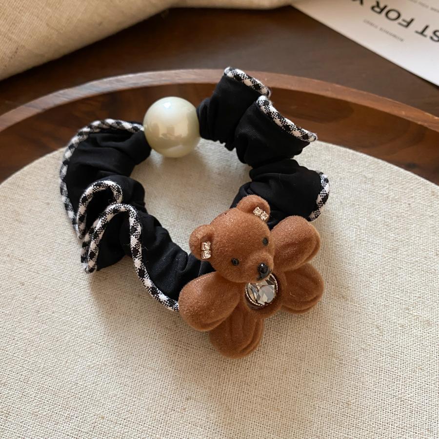 Autumn and winter sweet and cute zircon flocked bear hairpin exquisite duck bill clip versatile hair accessories headgear