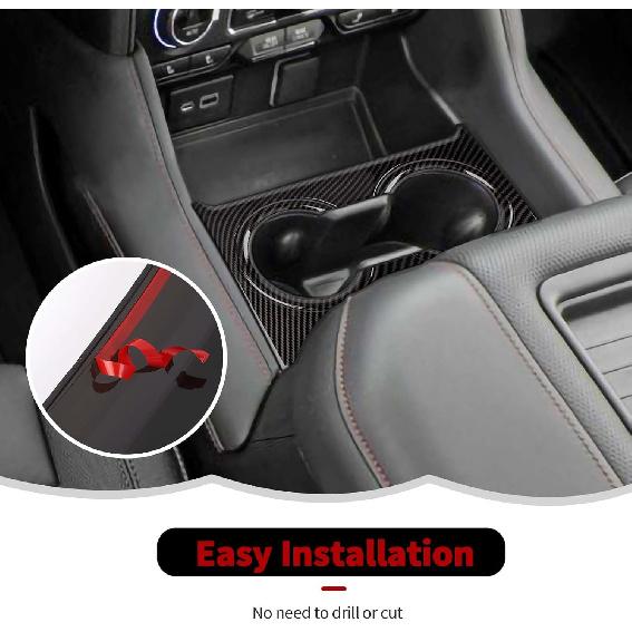 Carbon Fiber Front Cup Holder Panel Trim Cover Decoration Interior Accessories Compatible with Chevy Suburban SUV 2020-2023,for Chevrolet Tahoe