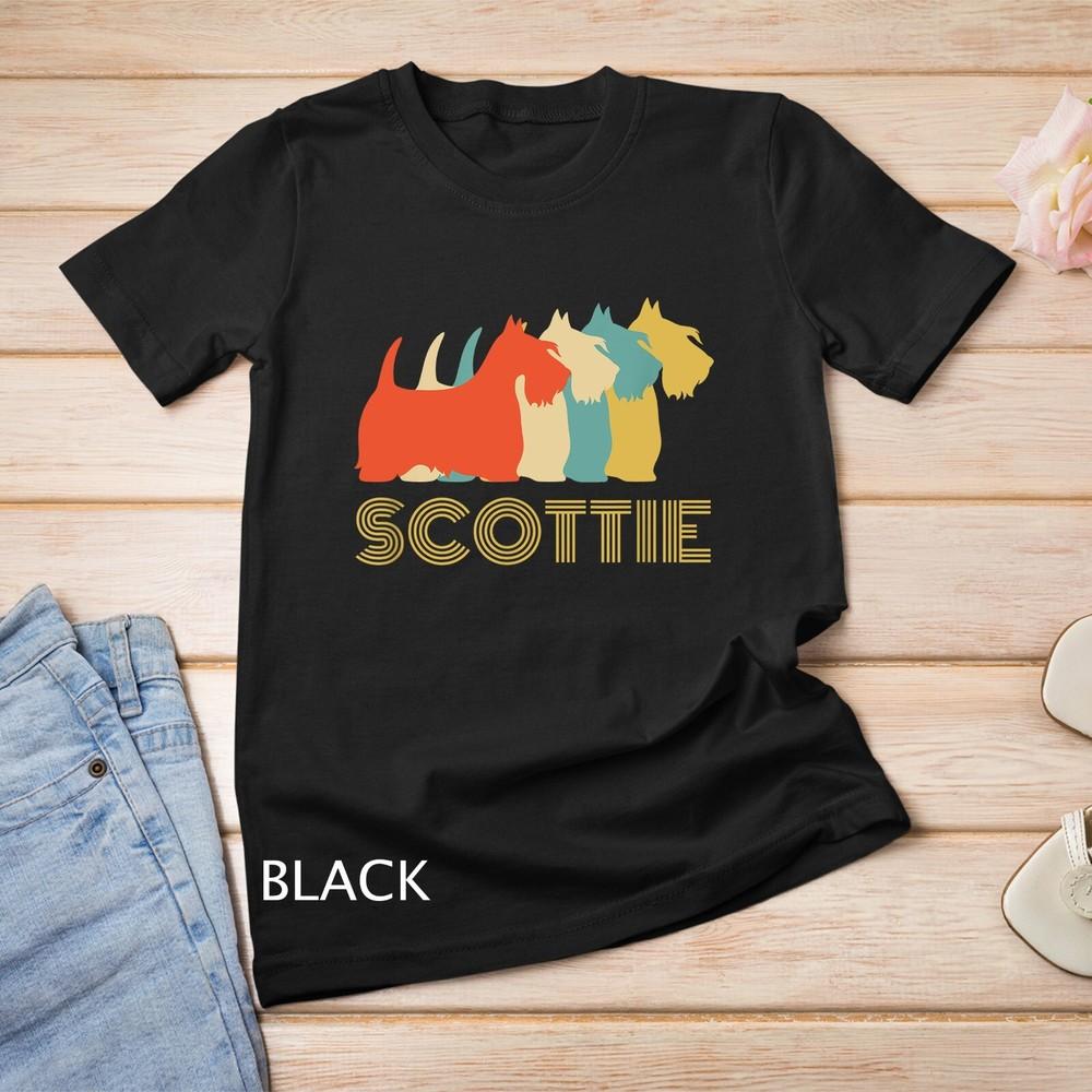 

Scottie Scottish Terrier Dog Breed Vintage Look Silhouette Unisex T-shirt 4XL