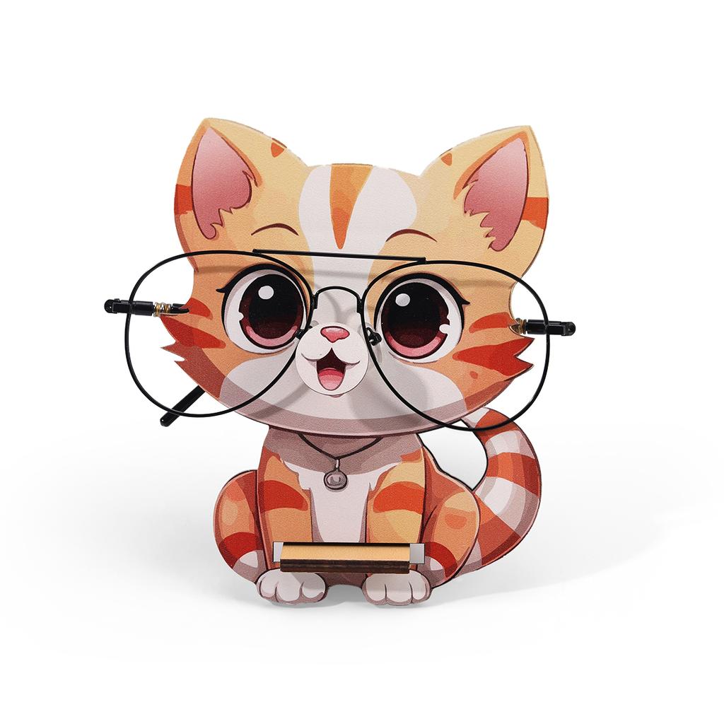 Creative Animal Glasses Frame Cartoon Cat Sunglasses Display Frame Glasses Storage Frame Hand-carved Household Wood Decoration3D