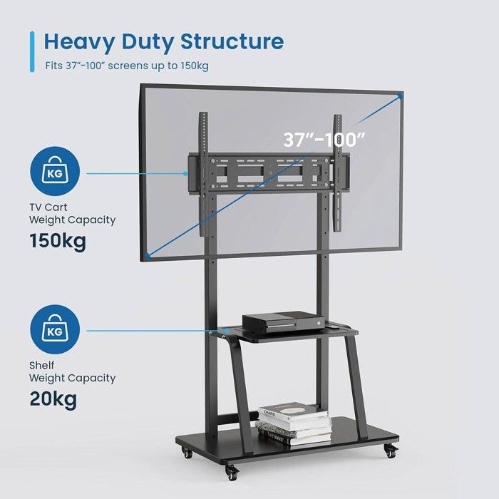 Support TV - EWENT - EW1544 - 150 Kg - 100 Pouces - Métal Multicolore