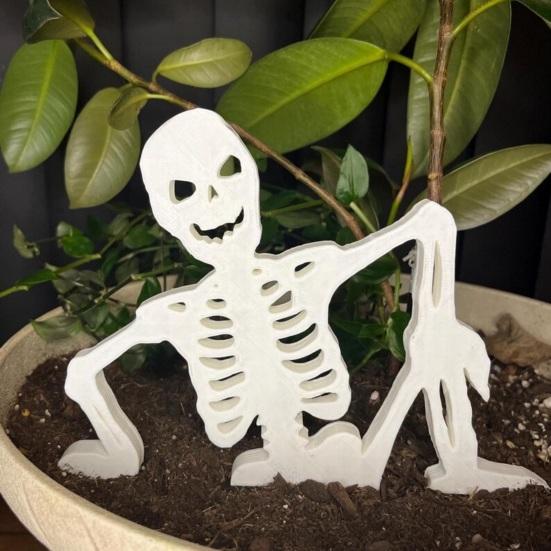 Yousheng 1 Satz Skelett Gartenstecker Halloween Weiße Skelett Dekorationen Gruseliger Pflanzstecker Skelettstecker für Blumentopf Innenbereich Gehweg Rasen