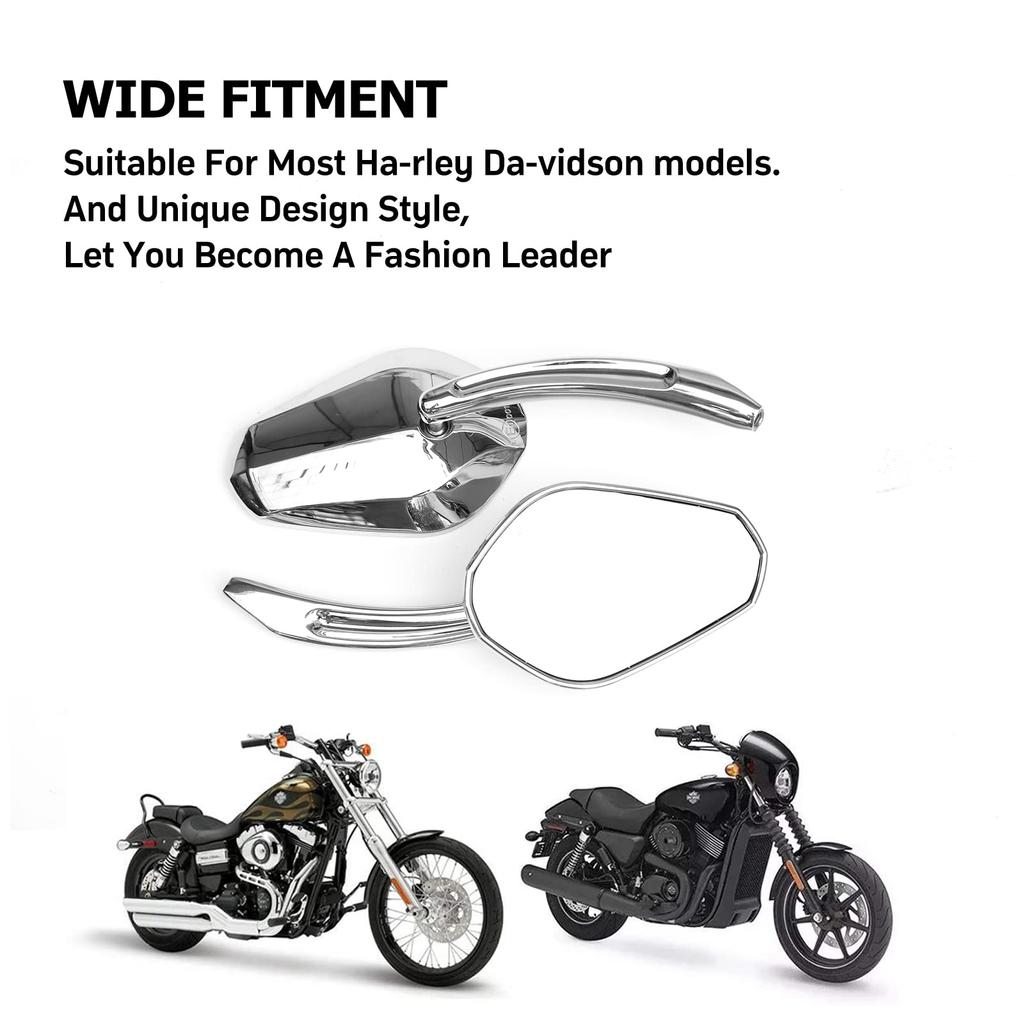WTZMOTO Motorcycle Handlebar Side Rearview Chrome Mirrors, Harley-Davidson Mirrors,