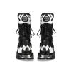 Men's Flame Metallic Goth Skull Punk Motorcycle Boots Platform Mid-Calf Boots Rock Round Toe Zip Women Western Biker Fashion