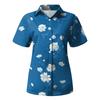 Women Casual Floral Print Short Sleeve Button Down Collar Shirt Lightweight Loose Fit Summer Blouse