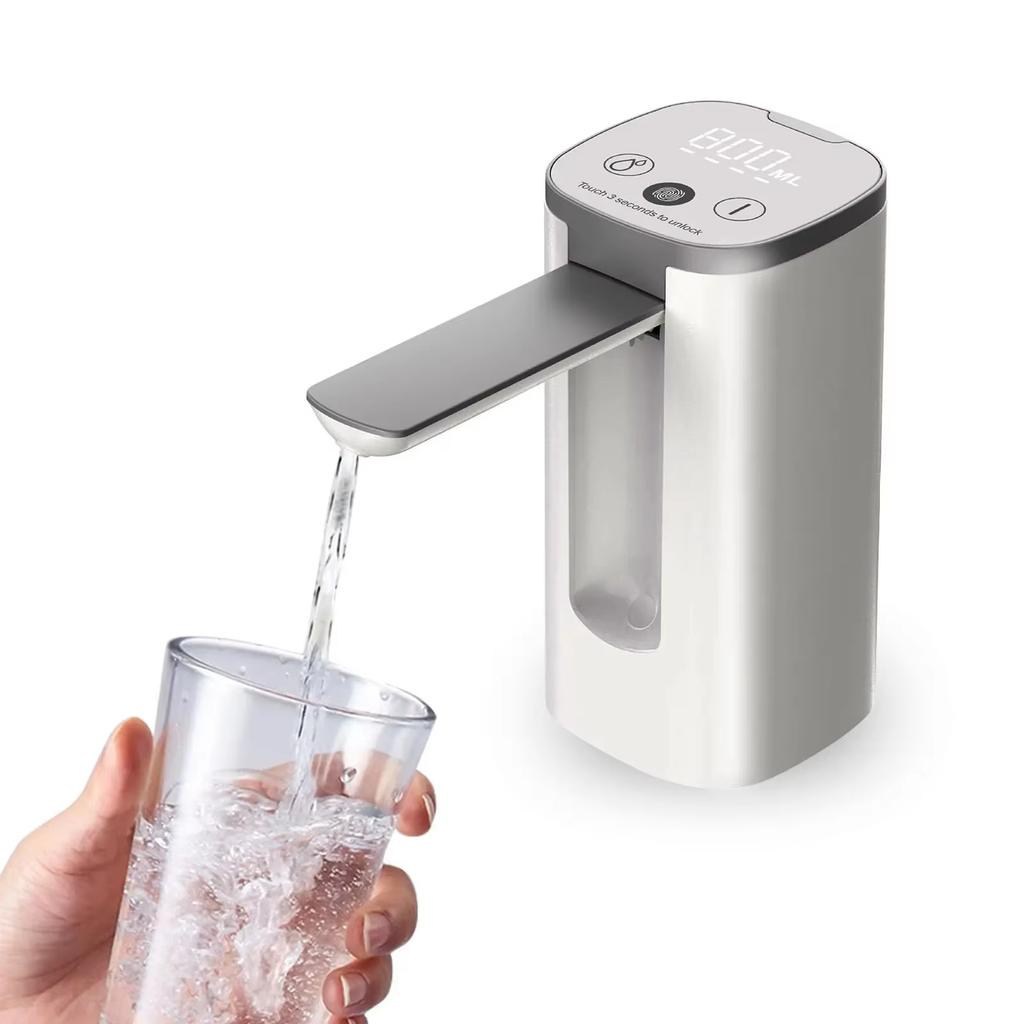 Universal Foldable Water Bottle Dispenser - Automatic Electric Pump with Display, Portable Drinking Water Pump