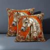 1 Pieces Exquisite Horse-Print Orange Floral Pattern Pillows Polyester pillowcase, sofa decorative cushion cov Headboard Pillow