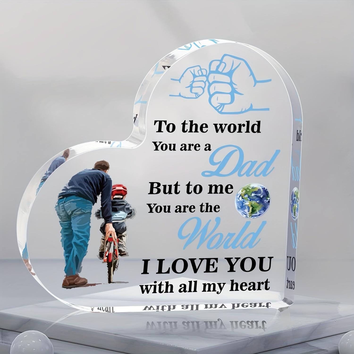 

Inspirational Dad Acrylic Plaque - Heart-Shaped Keepsake Paperweight, Bedroom Decor, Indoor Portrait Orientation, No Electricity Needed 10*10cm