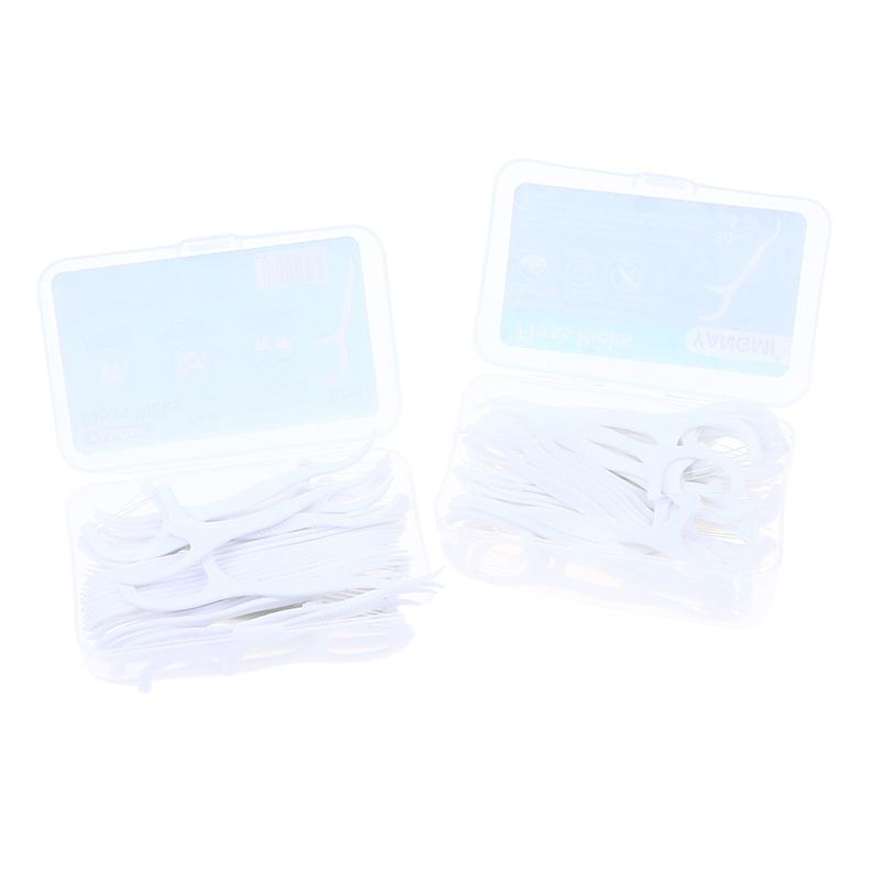 50 Pezzi Filo Interdentale Portatile Monouso Stuzzicadenti in Plastica Bastoncino Filo Interdentale ad Alta Tensione Scatola Dentale Cura Orale