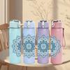 1PC Blue Mandala Pattern 750ml Color Plastic Sports Water Bottle Leakproof Flip Straw Lid Suitable for Sports Office Home Use