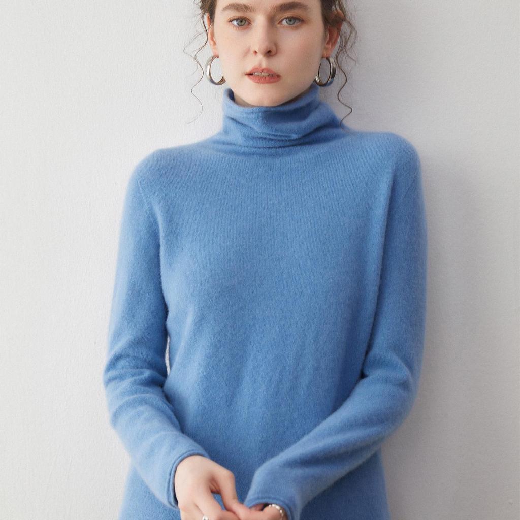 Women's Cashmere High Neck Sweater - Slim Fit Knitwear for Autumn/Winter