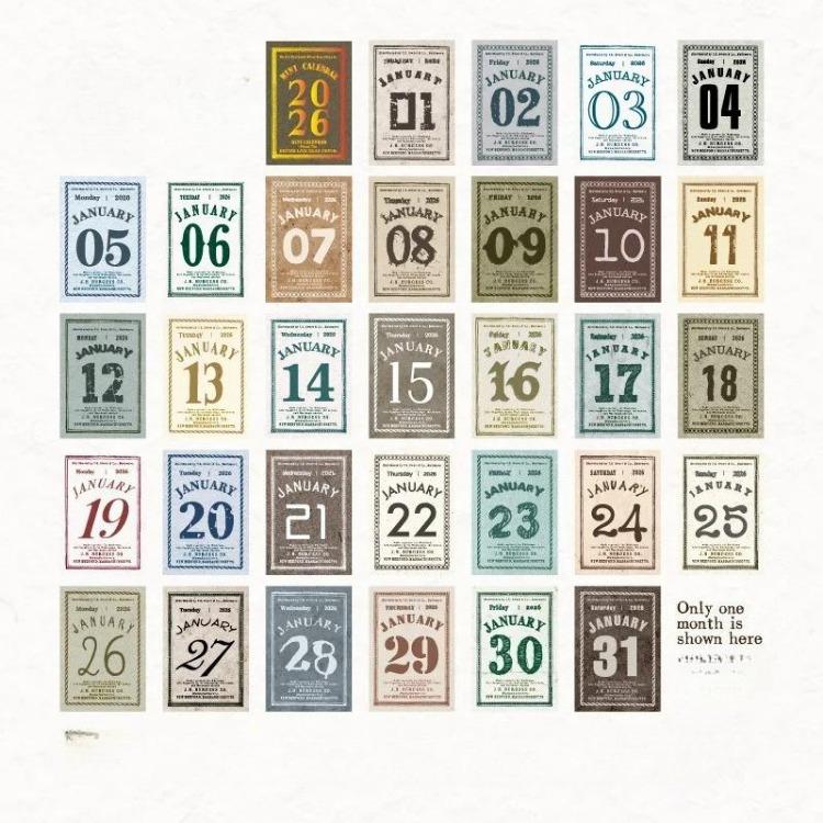 2026 Mini stolní kalendář Vintage styl Stránkový Malý kalendář 365 dní s odtrhávacím designem Roztomilý kreslený Kancelář Domov Dekorace Dárek