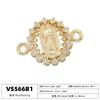 ZHUKOU Golden-plated Brass Catholic Virgin Mary Pendant Crafts Double Holes DIY Bracelet Necklace Accessories