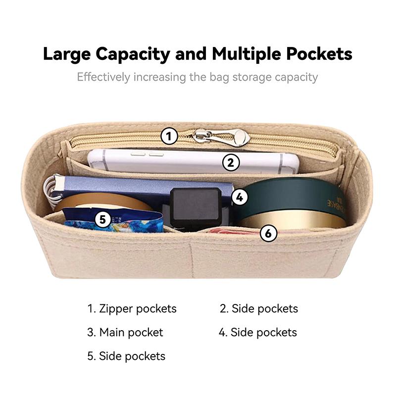 1PC Felt Insert Bag Organizer, Makeup Organizers, Liner Perfect for Brand Women's Handbags For And Cosmetic Bags
