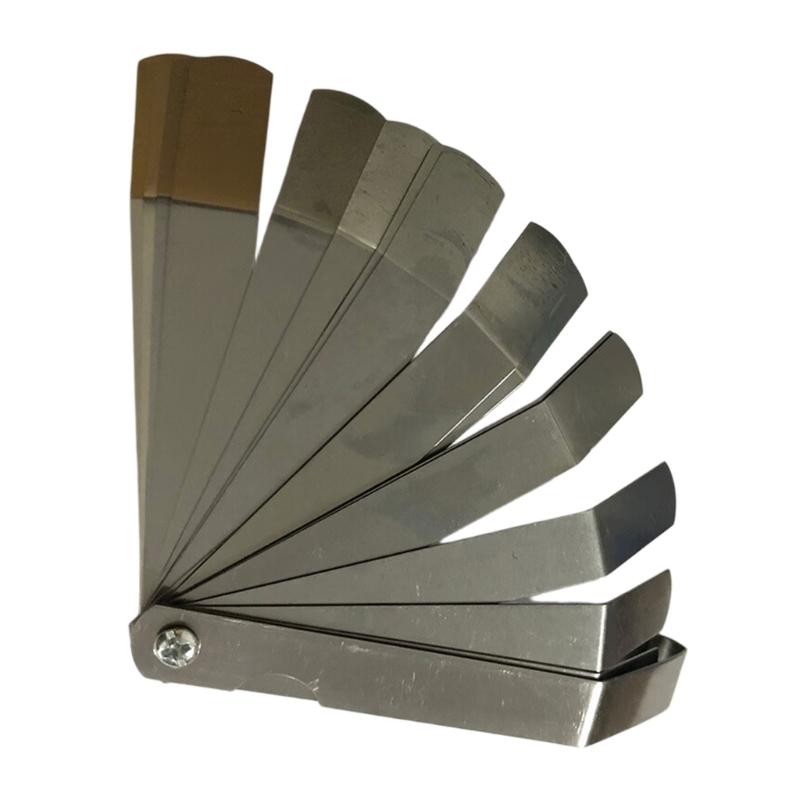 16-teiliger Satz Stahl-Fühlerlehren mit abgewinkeltem Kopf Abgewinkelte Fühlerlehren zur präzisen Messung von Spalten von 0,127 mm bis 0,508 mm