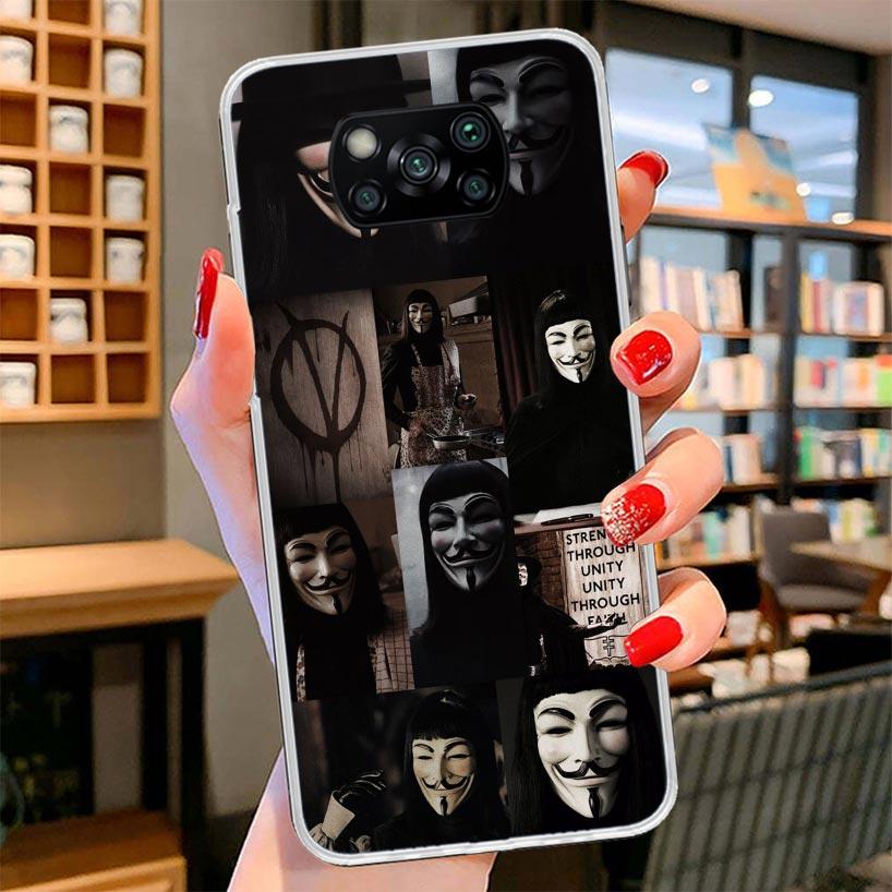 Anonymous V Mask Cover Phone Case For Xiaomi Poco F7 Ultra X7 X6 X5 Pro M7 Redmi 15C 15 13C 13 12C 12 10C 10 9A 9C 9T 9 Shell Po