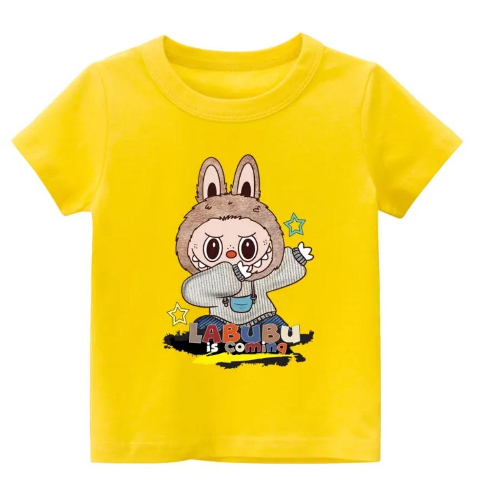 2025 New Children's T-shirt Casual Style LABUBU Printed Round Neck Short Sleeve Casual Girls' Top