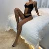Fishing Net One-piece Open Gear Erotic Lingerie Female Non-removal One-piece Black Sexy Temptation Uniforms